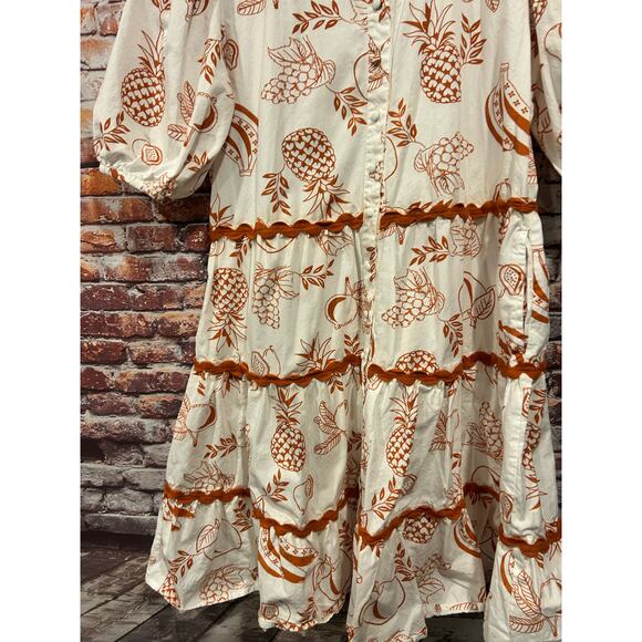 Meadow Rhodes ric rac dress pineapple tropical orange women's small - Picture 7 of 7